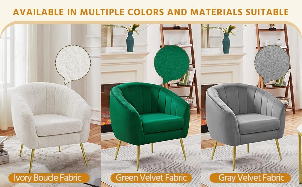 Yaheetech Modern Vanity Chair, Soft Accent Chair with Gold Metal Legs, Tufted Armchair Chaise Lounge for Living Room/Bedroom