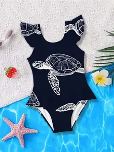 Girls' Jumpsuit Romper Set, All-Over Printed Design, Slim Fit Casual Style, Perfect for Beach Pool Party Gifts