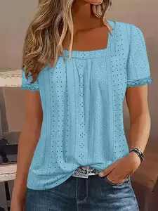 Elegant Women's Printed Square Neck T-Shirt, Stylish Ladies' Top, Perfect for Casual Wear, Comfortable, Fitted and Trendy Design