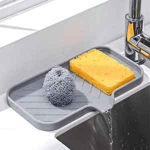 Household Essentials Silicone Sink Drain Mat, Non-slip Sink Drying Mat, Kitchen Gadget Space Saver, Self-draining Sponge Holder, Kitchen Accessories