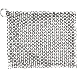 8"x6" Cast Iron  Stainless Steel Chainmail Cleaner for Pre-Seasoned Pans, Griddles, BBQ Grill and Pot Cookware Cleaning