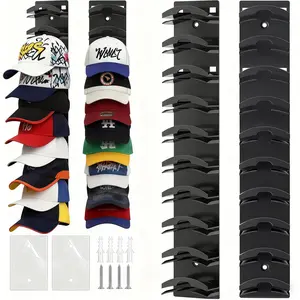 2 Pack Hat Organizer  Wall Mounted Baseball Cap Rack  Black or White Adhesive Mount Stable Structure Holds 20 Hats for Closet Door & Bedroom Easy Access Display Installation Hanging