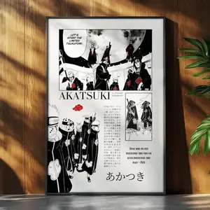 Naruto Anime Poster, Akatsuki Anime Manga Print, Japanese Wall Decor, Anime Wall Print- Unframe