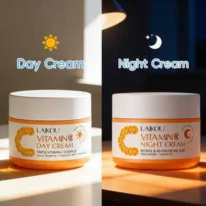 LAIKOU Vitamin C Day Cream & Night Cream Set | 24hr Brightening Hydrating Skin Care, Boost Glow & Moisturize All Day & Night