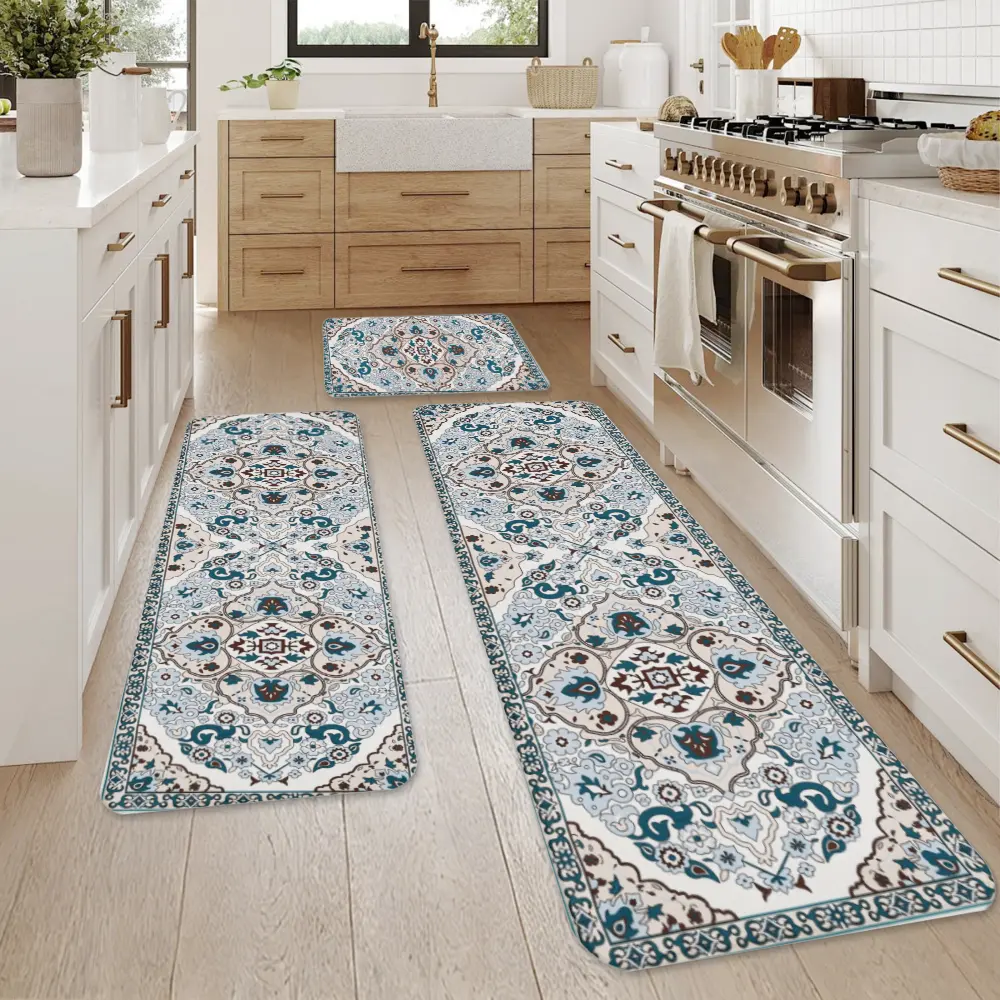Washable Farmhouse Kitchen Rugs Sets of  Non Slip Kitchen Rugs and Mats Boho Kitchen Mats for Floor Kitchen Runner Rug Kitchen Carpet Rug Runner for Hallways Kitchen Laundry summerwins