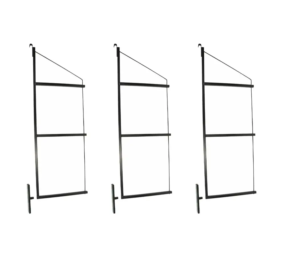 (3 Pack) 3 Tier Shipping Container Shelving Bracket with 24"(D) x 60"(H) - Black Powder Coated Steel Shelf Brackets for Heavy Duty Trailer Containers - Easy to Assemble & Remove