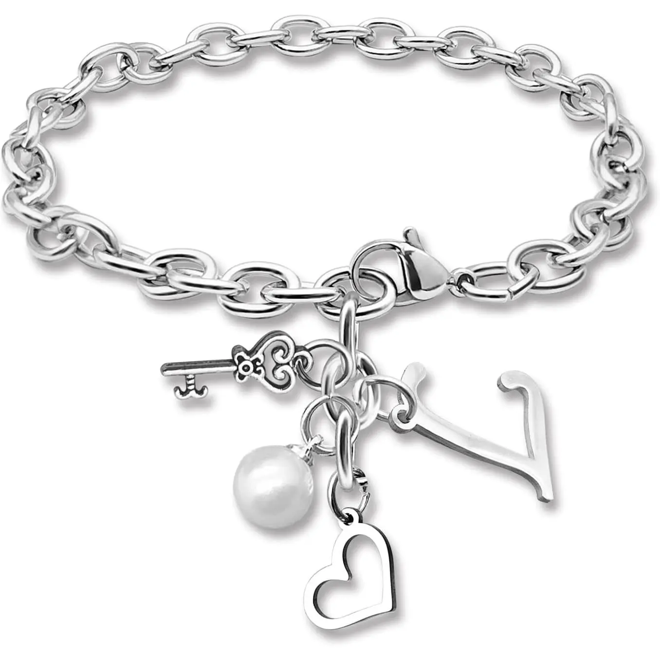 Initial A-Z Bracelets  for Women Girls Stainless Steel Chain Bracelet 26 Alphabet  Gifts for Birthday Anniversary Letter Bracelet Monogram Gifts for Sister  Girlfriends Mom 8.26 Inch