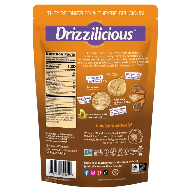 6 Pack - Drizzilicious Salted Caramel Mini Rice Cakes 4 oz