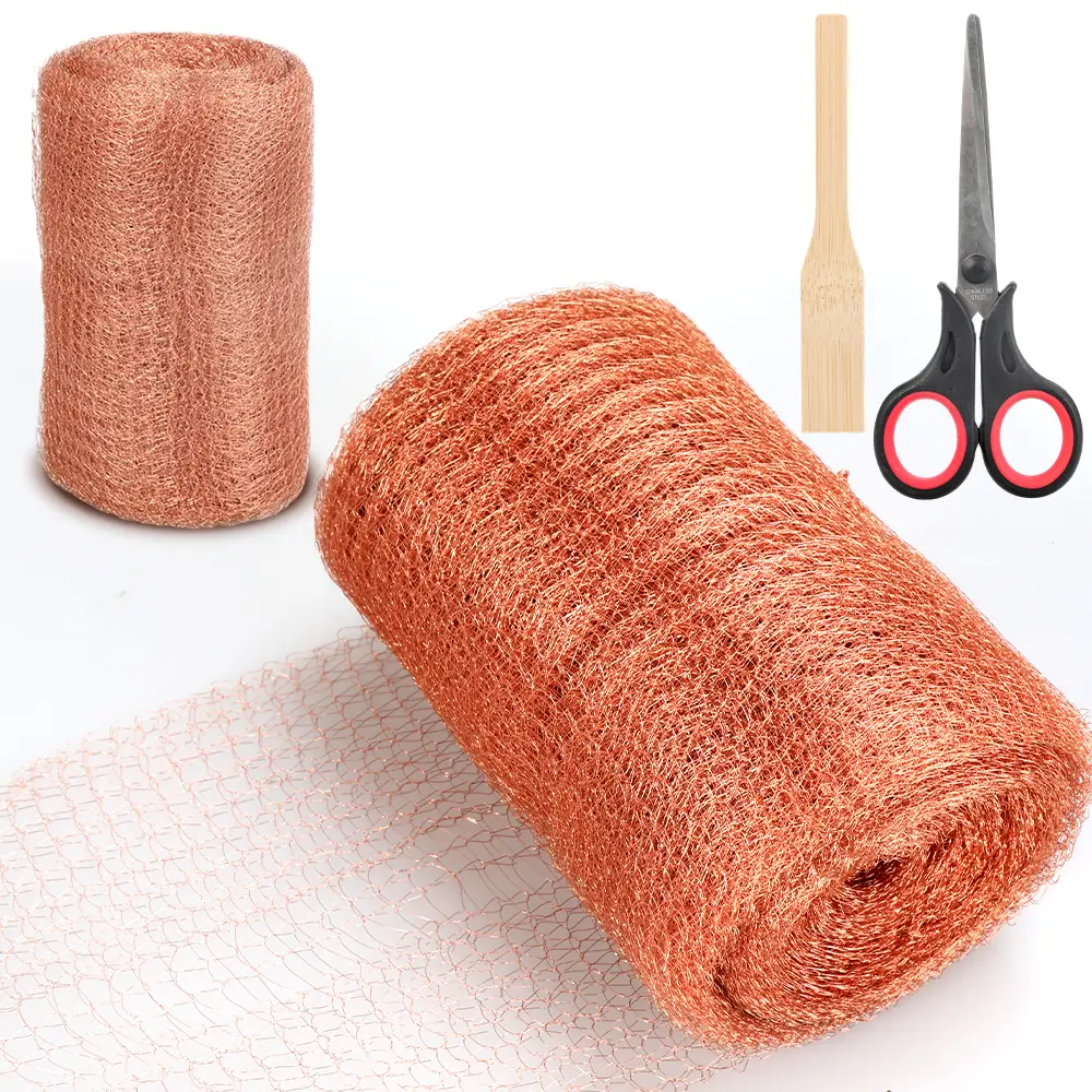 3 Pcs Double Layer Pure Copper Wool Rodent Control Kit for Bat Snail Bird Rodent Control,Including 5" x 50 ft Copper Mesh Roll,Packing Tool and Scissors,Fathersdaygift,DIY Hand Tools Kits