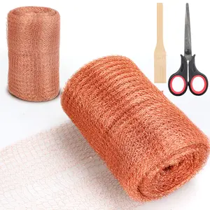 3 Pcs Double Layer Pure Copper Wool Rodent Control Kit for Bat Snail Bird Rodent Control,Including 5" x 50 ft Copper Mesh Roll,Packing Tool and Scissors,DIY Hand Tools Kits,Summervibes
