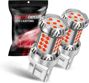 Torchbeam 7440 7443 Red LED Bulbs for Brake Lights, 600% Bighter Perfect for Tail Brake Stop Parking Signal Lights, DRL, T20 7441 7444 LED Bulb with 3030SMD Chips, Pack of 2 Red