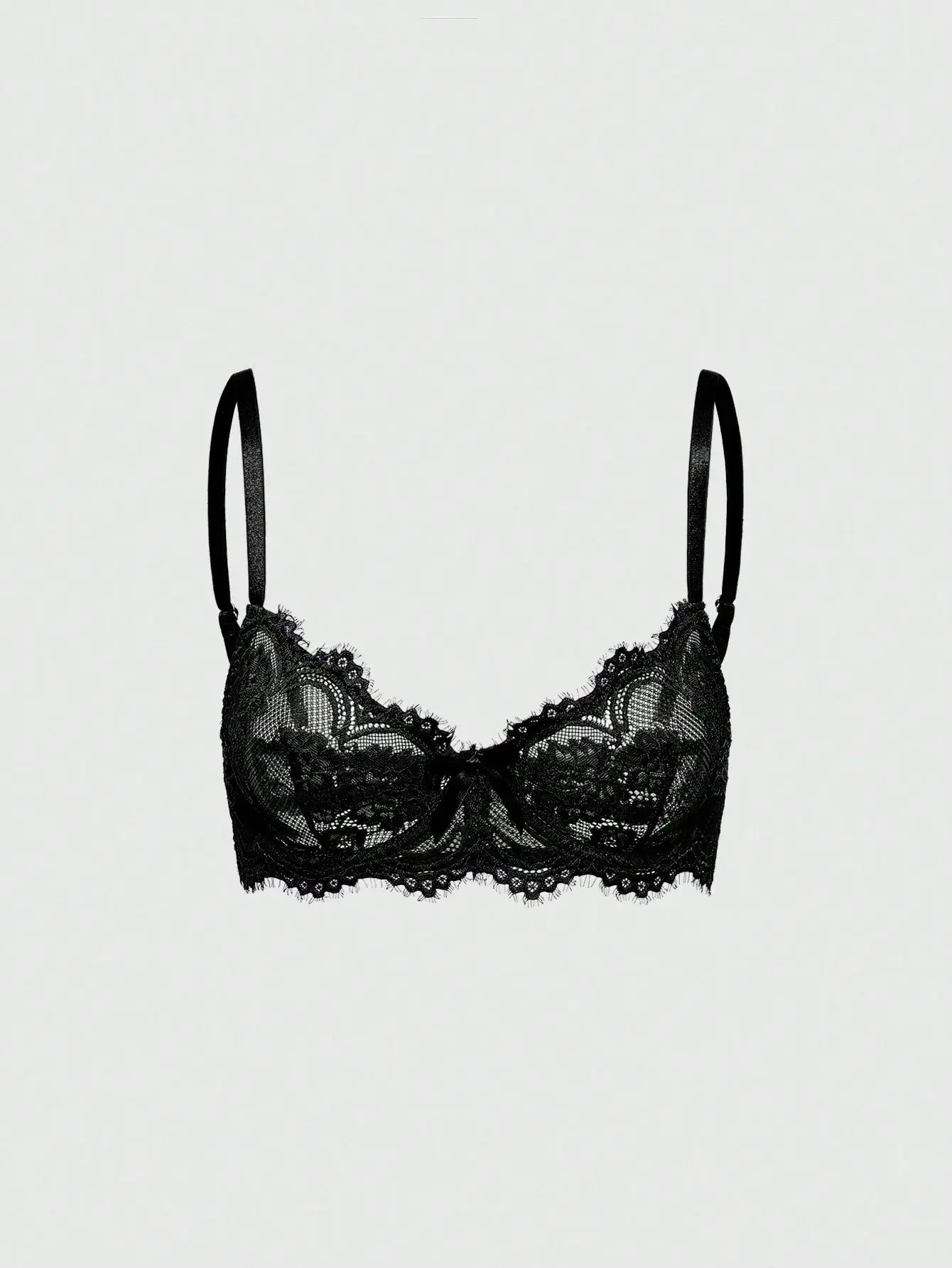LALUZ Goth Women's Fashion Floral Lace Underwire Triangle Cup Bra Bralette Lingerie Emo Grunge Dark Aesthetic