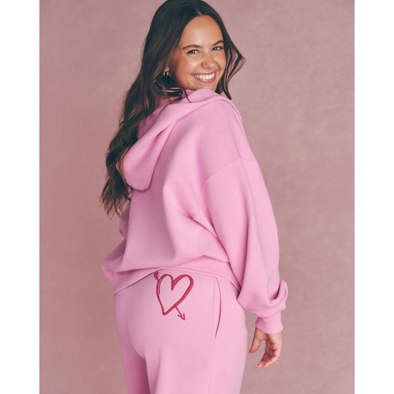 Hollister Feel Good Easy Zip-Up Xoxo Graphic Hoodie