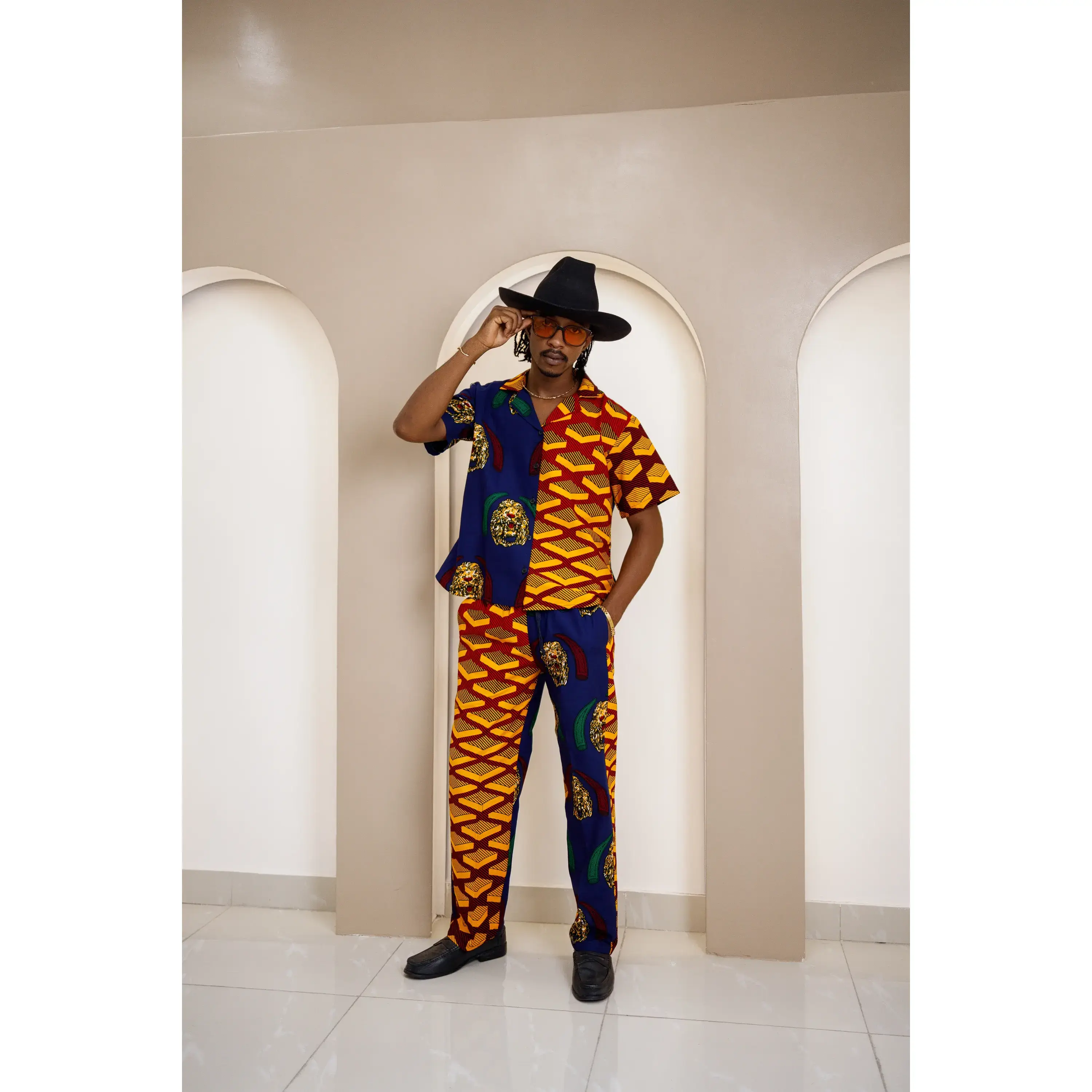 Agunechemba Unisex Igbo Traditional Isi Agu Shirt & Pants Set