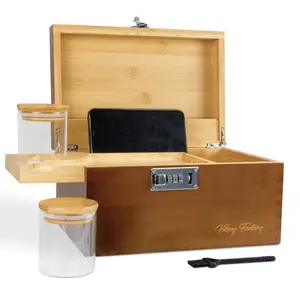 Bamboo Storage Box with Tray and Glass Jar, Wooden Organizer Case for Home, Desktop Storage Box, Gift Idea for Men and WomenBamboo Storage Box with Tray and Glass Jar, Wooden Organizer Case for Home, Desktop Storage Box, Gift Idea for Men and Women