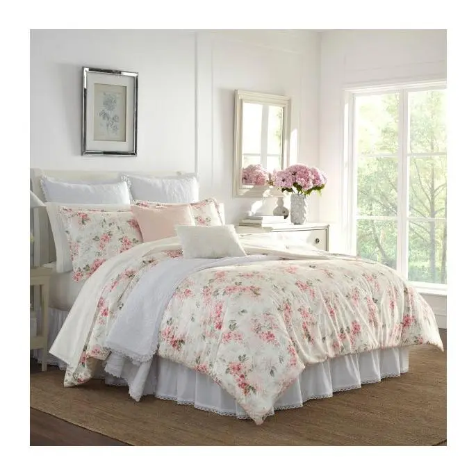 Laura Ashley Wi steria Pink Kin g Comforter Sha m Set