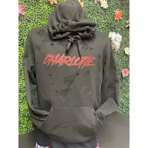 “Charlotte” Code Red Distressed Hoodie