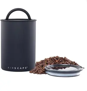 Planetary Design Airscape Stainless Steel Coffee Canister - Food Storage Container - US Patented Airtight Lid Pushes Out Excess Air - Preserve Food Freshness - BPA Free