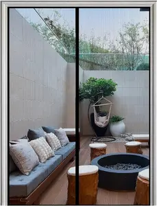 Homearda Magnetic Screen Door Fiberglass- New Upgraded Magnets & Strengthen-Heavy Duty & Durable Mesh Curtain with Weights in Bottom-Full Frame Magic Seal-Hands Free-Screen is 39''X83''-Black