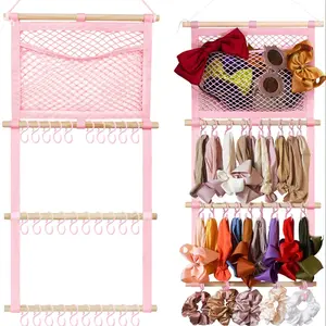 Headband Holder, 1 Count Hair Bow Organizer, Large Capacity Bow Holder, Hair Accessories Wall Hanging Organizer for Toddler Baby Girl Nursery Room Decor, Racks, Hangable