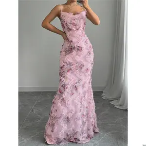 Elenzga Women ' s Mesh Print Luxury Evening Dress
