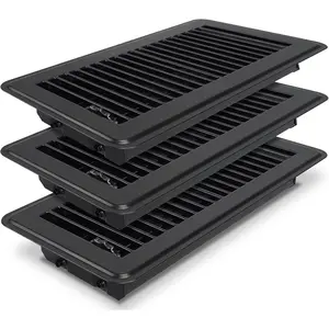 4 x 10 Floor Register, Black Floor Vent Covers for  Floor, Adjustable Air Vent Covers  Sidewall Vent Office or Ceiling Vent - Heavy Duty Steel Walkable Floor Vents - 3 Pack