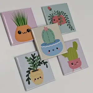 Happy Plant Magnets | Adorable Illustrated Magnets with Unique Plants Featuring Small Faces Perfect for Plant Lovers