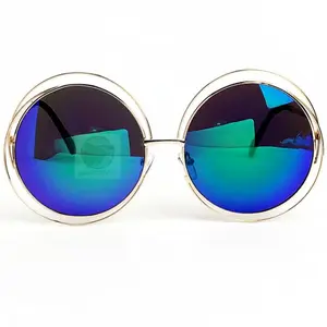 Oversized Round Sunglasses with Mirror Reflective Lenses Glasses Men Women