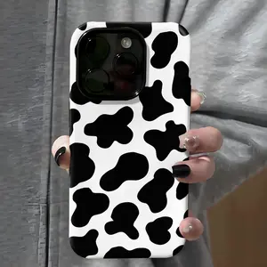 Cute Cow Pattern Phone Case , Shockproof Rugged Cover Dual Layer Soft TPU Hard PC Bumper Hard Shell Design for iPhone 11 12 13 14 15 16 17 Pro Max Plus Air MagSafe Magnetic