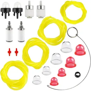 4 Feet 4 Size Fuel Line Primer Bulb Fuel Filter for Zama Craftman Ryobi Homelite Husqvarna Poulan Carburetor Chainsaw Trimmer Blower Weed Eater 2 Cycle Small Engine with AC04122 Fuel Line kit