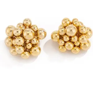 Cluster Ball Dangle Earrings for Women Chunky Round Ball Beads Earring Geometry Thick Beaded Earrings