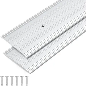 2 Pcs 5" x 1/4" x 36" Aluminum Door Saddle Threshold, Commercial Flat-Profile Fluted Weatherproof Door Seal Strip for Interior Exterior Doorway, Silver