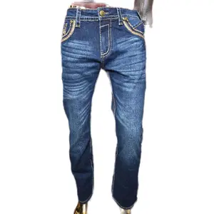El Centenario Men's Blue Marino Embroidered Jeans Stretch Fit Classic Style