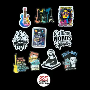 Retro Music Lover Stickers & Magnets, Rock and Roll & Old School Music, Musician & Vinyl Record Gifts, Unique Art Bundle