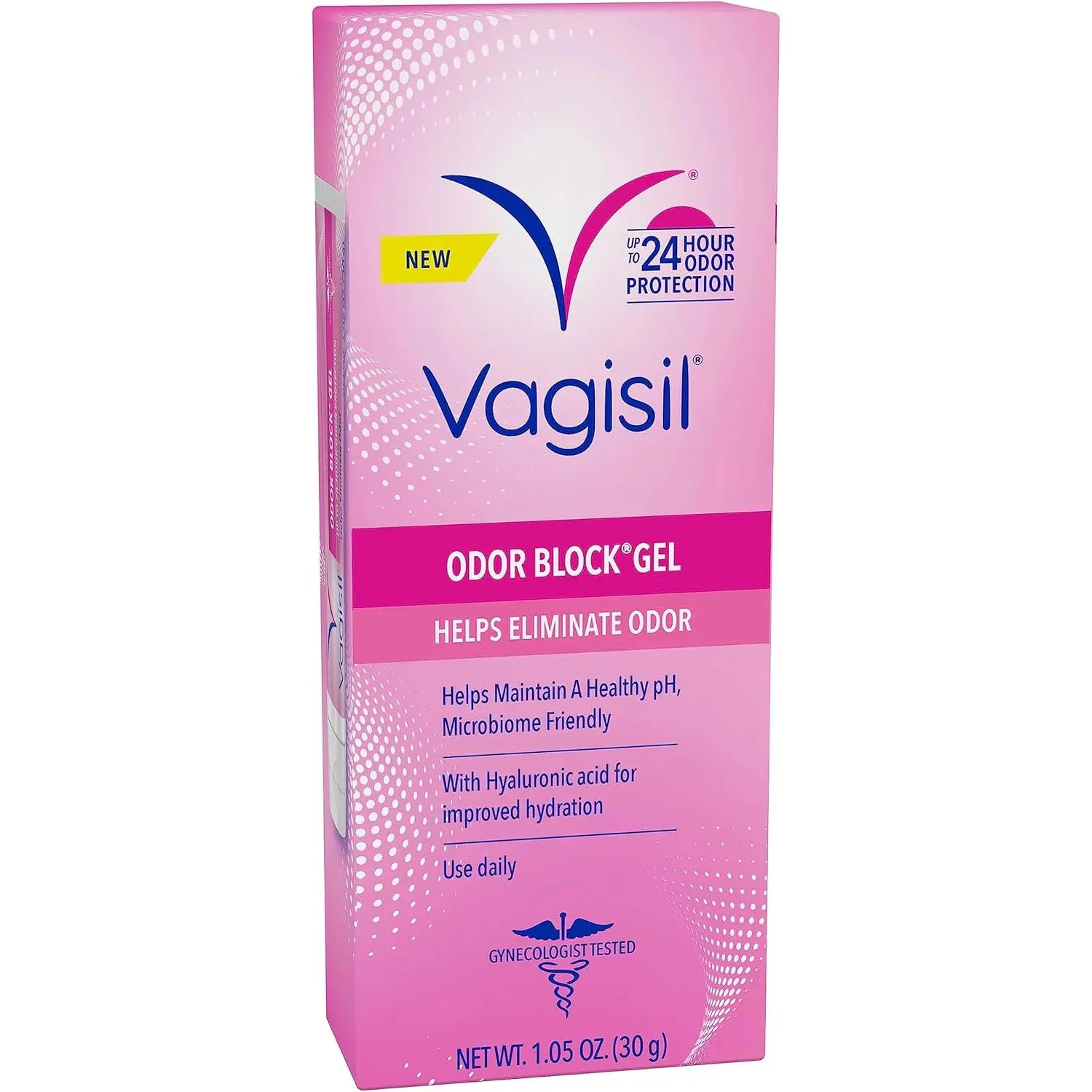 Vagisil Odor Block Gel with Hyaluronic Acid for Vaginal Health, Gynecologist Tested, Hypoallergenic, 1.05 Oz (Pack of 1)