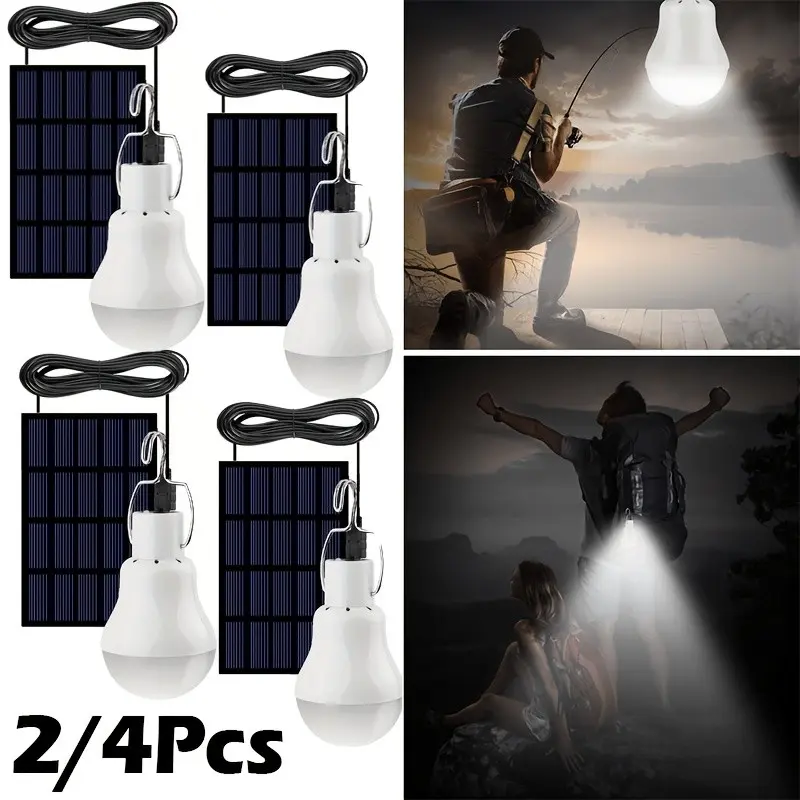2/4pcs Solar Light Bulb Indoor and Outdoor Energy-saving Light Bulb, Used for Garden, Courtyard, Corridor, Garage, Outdoor Indoor Home, Chicken Coop Light, Solar LED Shed Light, Tent Camping Light