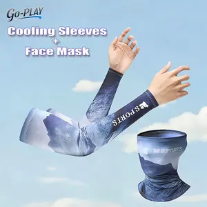 1 Set Cooling UPF 50+ UV Protection Arm Sleeves & Face Neck Gaiter | SunSafeTok CyclingTok OutdoorTok Unisex Compression Set | Birthday Gift for Him Her Cycling Hiking Fishing Outdoor Daily Wear
