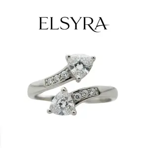 Elsyra S925 Sterling Silver Ring 1CT Adjustable Women Heart Ring 925 Sterling Silver Birthstone Rings for Women Promise Ring for her Simulated Gemstone Statement Stackable Band Width 2mm Open Size 5~9 Gift Present