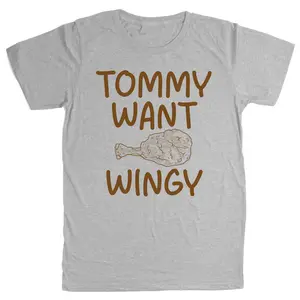 Chris Farley Tommy Want Wingy Boy Buffalo Hot Chicken Wings Callahan Auto Parts Brake Pads Automotive Repair Matt Foley Motivational Speaker Skit I Live in a Van Down By The River SNL Sandusky Ohio Black Sheep Beverly Hills Ninja 90s Movie Tee T Shirt