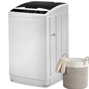 【Summervibes】ZOKOP 2.3cu.ft Washing Machine, 25lbs. Capacity Portable Washer, 10 Program,5 water levels, with Quick Connect Sink Adapter and Drain Hose, Transparent Lid & LED Display, White