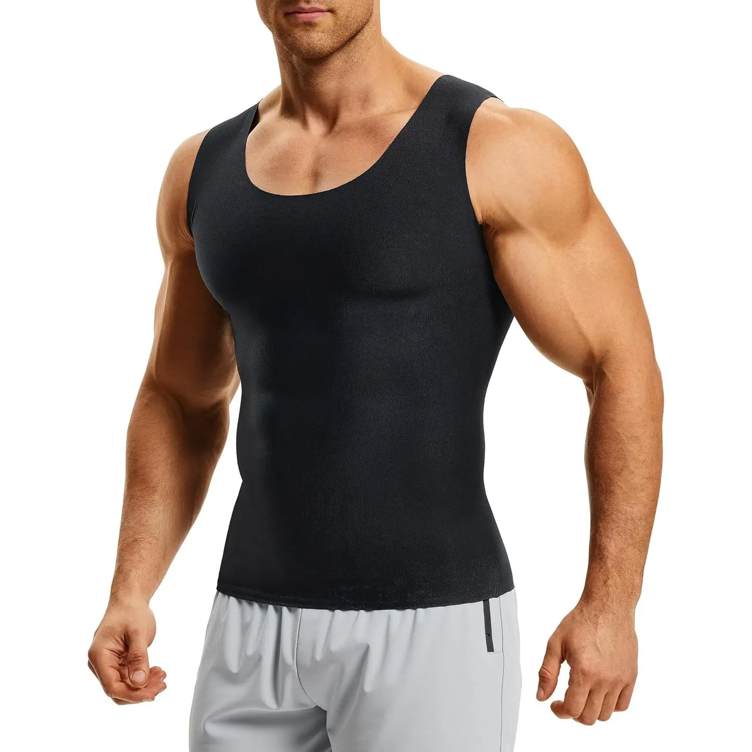 Nebility Compression Shirts for Men Slimming Workout Tank Tops Undershirts Vest Sleeveless Shapewear Body Shaper