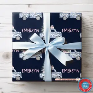 Christmas truck Chinoiserie Vintage Christmas Wrapping Paper | Personalized Gift Wrap | Custom Name Holiday Gift Wrap | Name Gift Wrap Paper