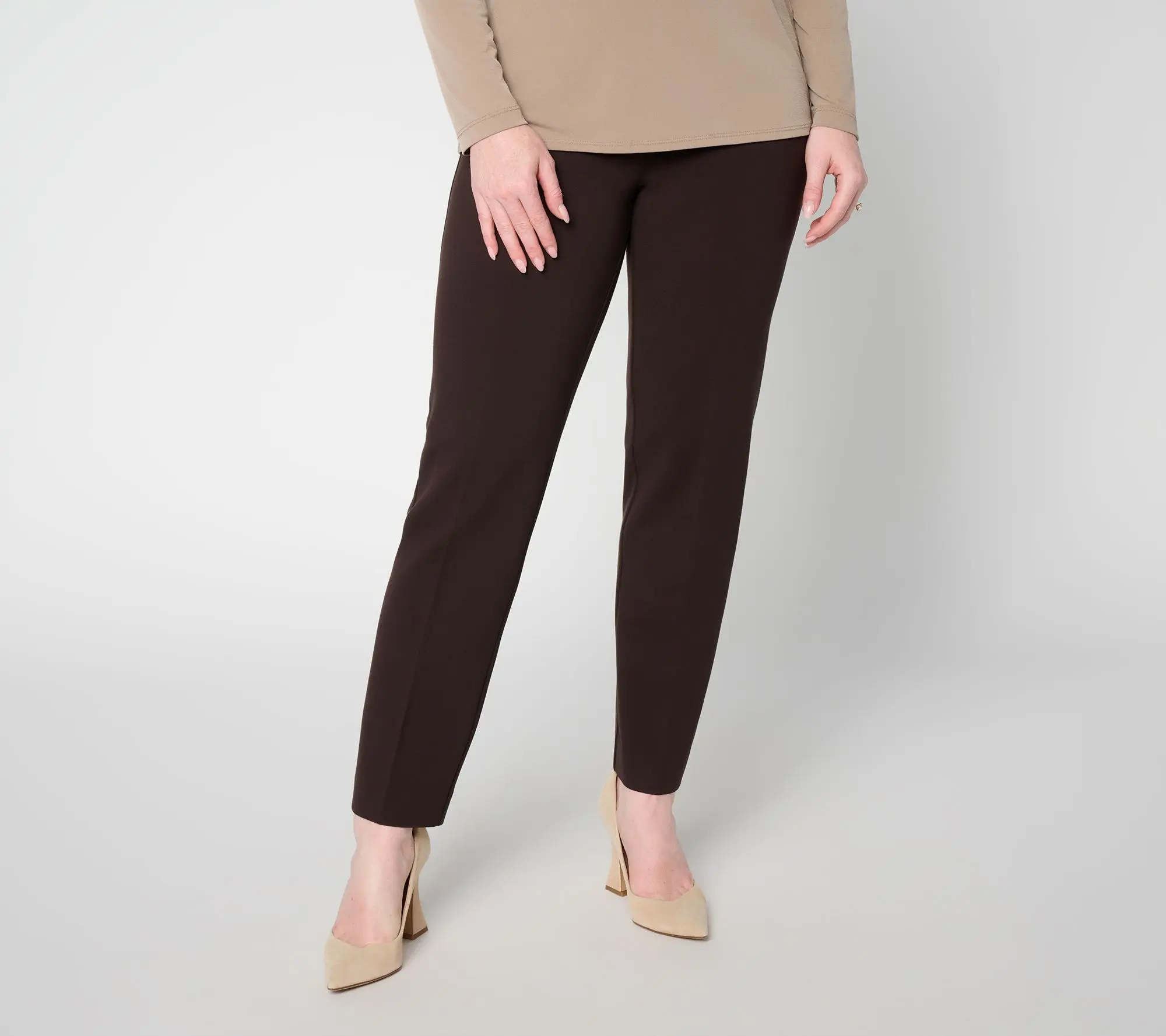 Susan Graver Essentials Regular Smart Ponte 350 Slim Leg Ankle Pants