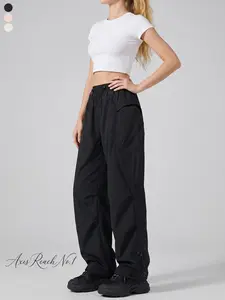 A1 Women's Y2K Baggy Parachute Pants Lightweight Quick Dry Wide Leg Cargo Pants Adjustable Cinch Bottom Drawstring Joggers Casual Streetwear for Dance Travel Everyday Wear