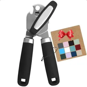 Heavy duty stainless steel manual can and bottle openers - smooth edges, American design, comfortable soft handle, oversized knob, multifunctional kitchen tools
