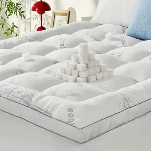 【Flash Sale】KRIMANO Memory Foam Mattress Topper - Viscose Made from Bamboo Pillow Top Thick Queen Size Mattress Pad for Back Pain, Ultra Soft & Cooling for Hot Sleepers, 6-18'' Deep Pocket bedroom