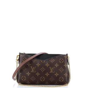 Pre-owned Louis Vuitton Canvas Coated Clutches & Wristlets Pallas Clutch Monogram Canvas with Leather by Rebag
