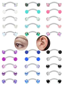 Cute Elegant 16G Stainless Steel Curved Barbell Piercing Jewelry Set, Synthetic Zirconia, Cute Eyebrow, Lip, Daith Rook Rings for Women, Daily & Gift Occasions