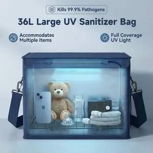 UV Light Sanitizer Box Foldable Large Cleaner and Sanitizing Machine with Timer UVC Light Sanitization Bag Household for Cell Phone,Earphones,Plush Toys,Towels,Keys,Brushes and Combs（36L）