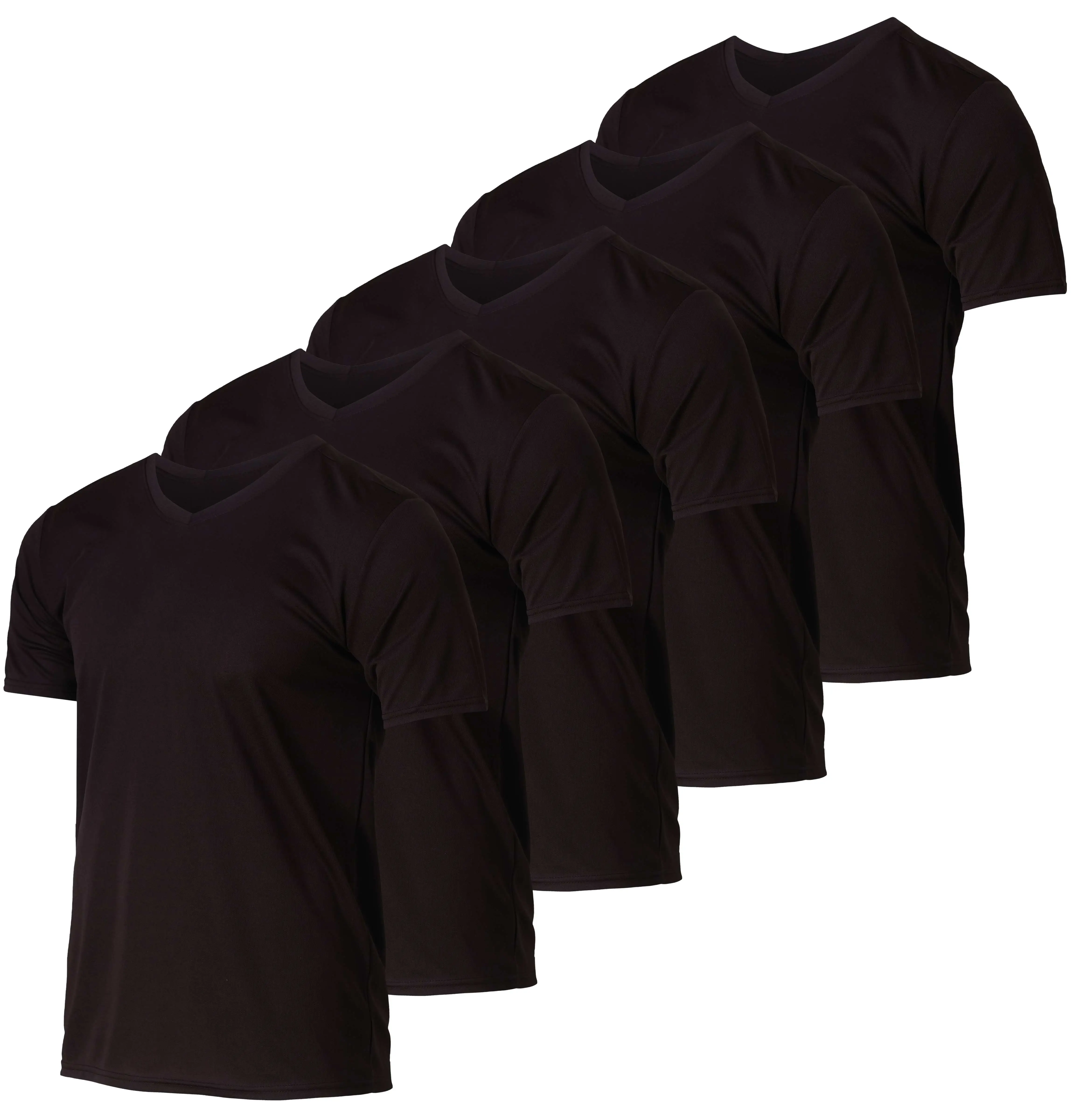 Real Essentials 5 Pack: Men's Mesh Quick Dry Short Sleeve V-Neck T-Shirt - Athletic Performance (Available in Big & Tall)